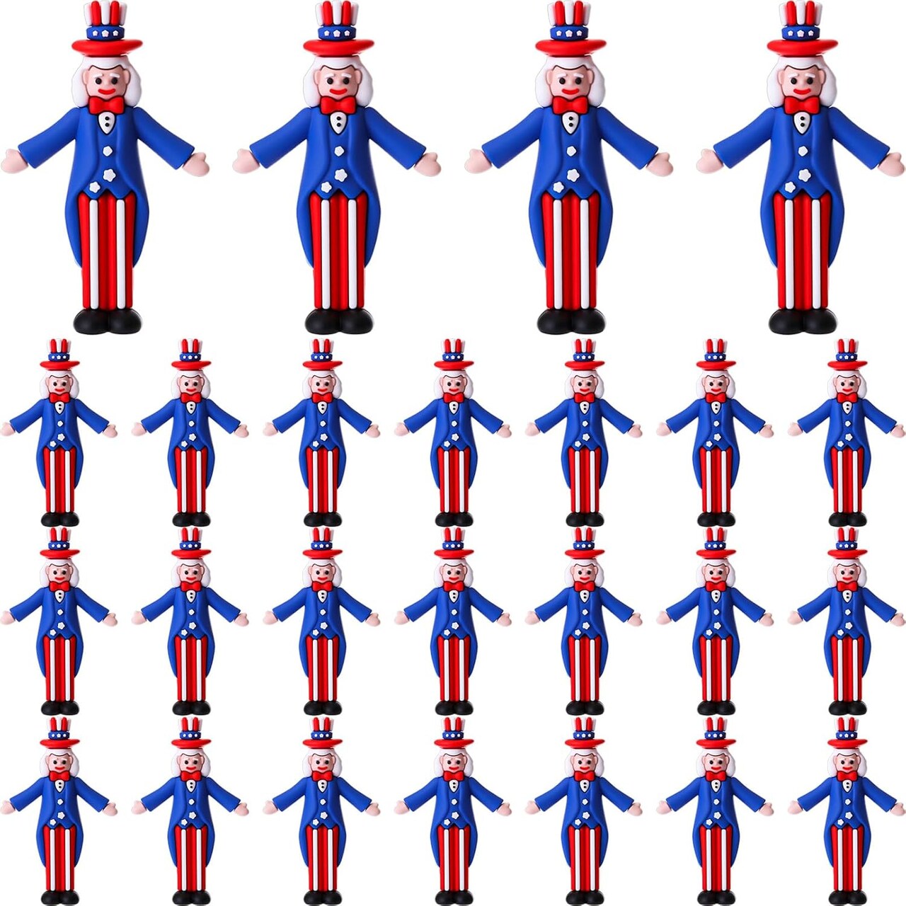 25 Pcs Patriotic Uncle Sam Figurines Mini Tiny Uncle Sam Garden Statue Figures Memorial Day Independence Day Table Decorations 4th of July Tiered Tray Tabletop Decor for Dining Room Home